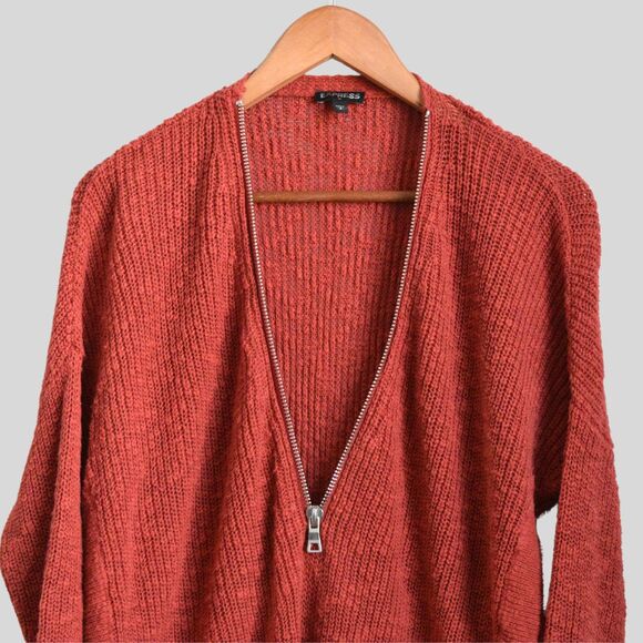 EXPRESS Women's %100 Cotton Long Sleeve Sweater Pullover Orange Size S - Picture 3 of 8